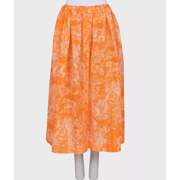 Christian Dior Orange Printed Voluminous Skirt  Sz.XS - Picture 1 of 4